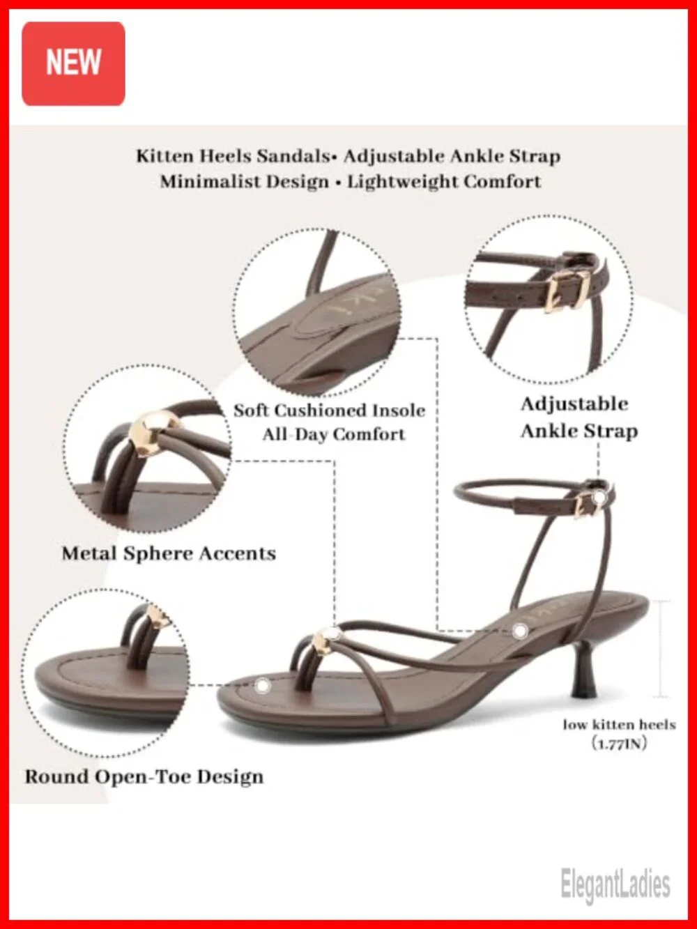 Faux Leather Strappy Kitten Heels Open Toe Ankle Strap Dress Sandals